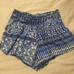 Absolute Angel patterned blue cotton shorts